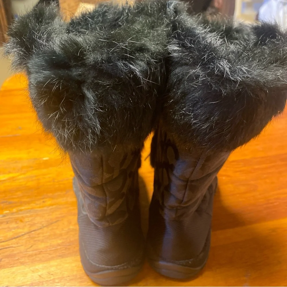 COACH Women's Black Fur Lined Jacquard Boots